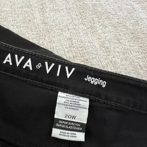 NWT Ava & Viv Super Stretch Jeggings Skinny Jeans 20W Black Boho - Picture 2 of 11